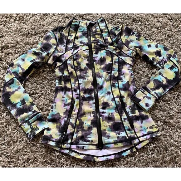 Lululemon Define Full Zip COLORFUL SPRINGSCAPE TRACK JACKET women’s sz 8 M - Picture 2 of 9